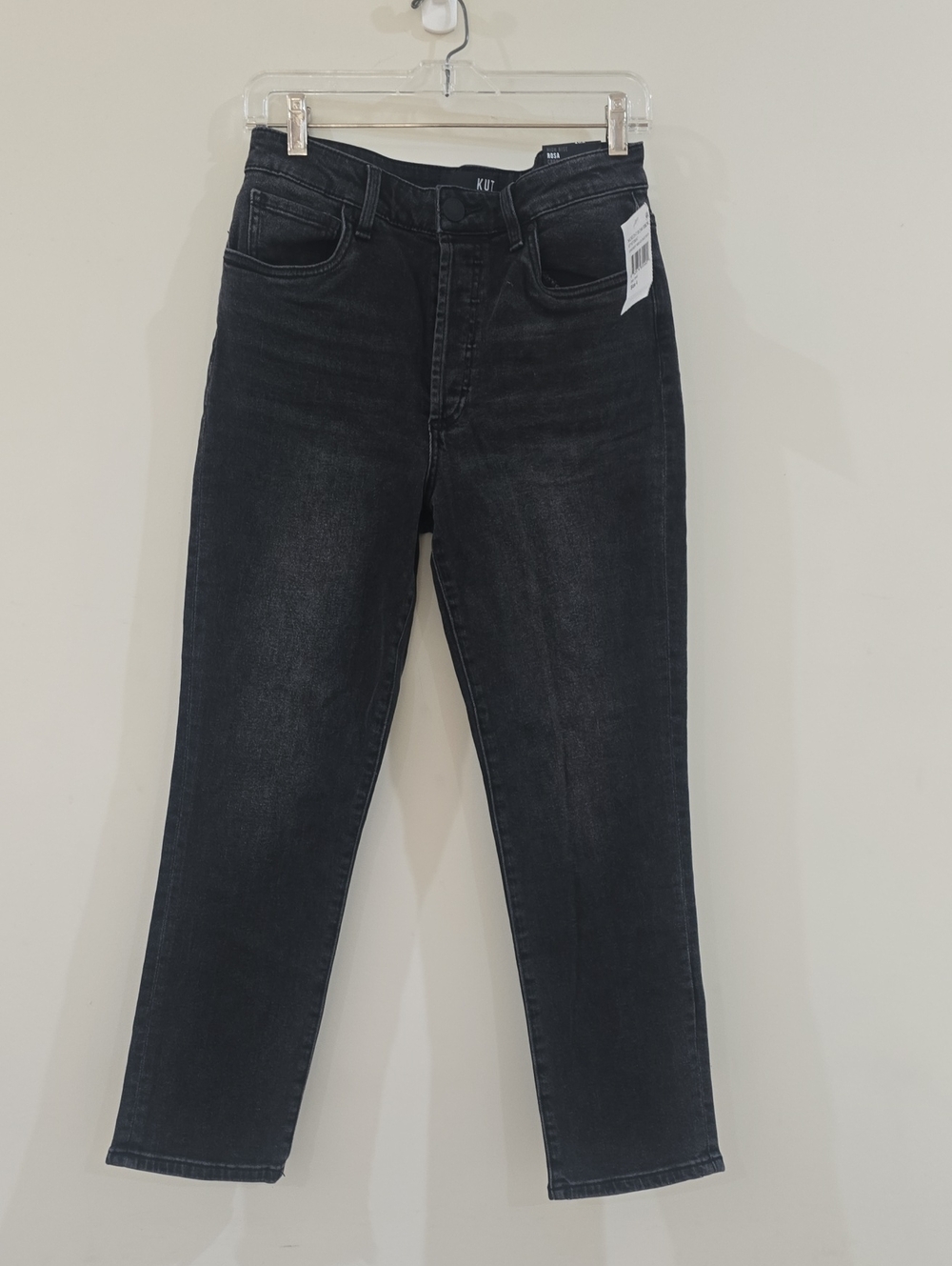 NWT Vintage KUT JEANS HIGH RISE ROSA CROP STRAIGHT LEG SZ 4 Black Base Wash